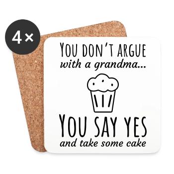 Règle de grand-mère : Dites , prenez du gâteau - Dessous de verre (lot de 4) - blanc - Devant