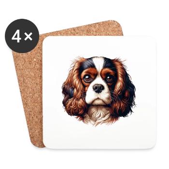 Hundegesicht - Cavalier King Charles Spaniel - Untersetzer (4er-Set) - Weiß - Vorne