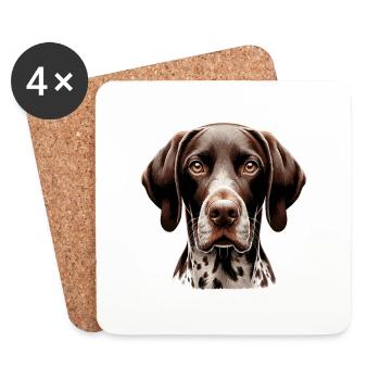 Hundegesicht - Deutsch Kurzhaar - Untersetzer (4er-Set) - Weiß - Vorne