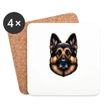 Hundegesicht - Deutscher Schäferhund - Untersetzer (4er-Set) - Weiß - Vorne