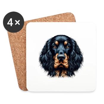 Visage de chien - Gordon Setter - Dessous de verre (lot de 4) - blanc - Devant