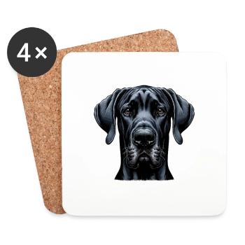 Visage de chien - Dogue allemand - Dessous de verre (lot de 4) - blanc - Devant