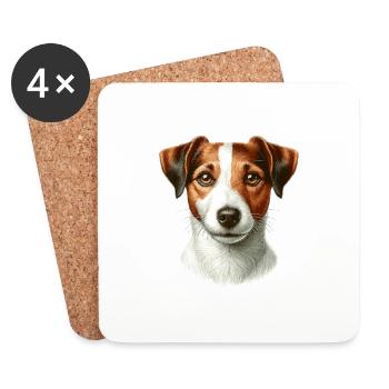 Visage de chien - Jack Russell Terrier - Dessous de verre (lot de 4) - blanc - Devant