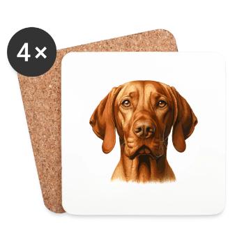 Hundegesicht - Magyar Vizsla - Untersetzer (4er-Set) - Weiß - Vorne