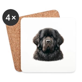 Hundegesicht - Neufundländer - Untersetzer (4er-Set) - Weiß - Vorne