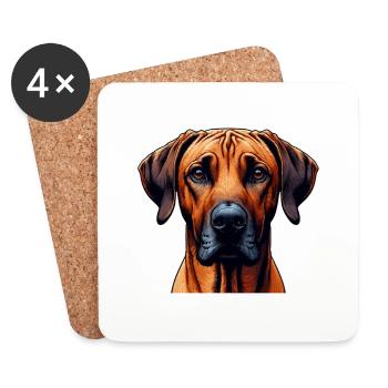Hundegesicht - Rhodesian Ridgeback - Untersetzer (4er-Set) - Weiß - Vorne