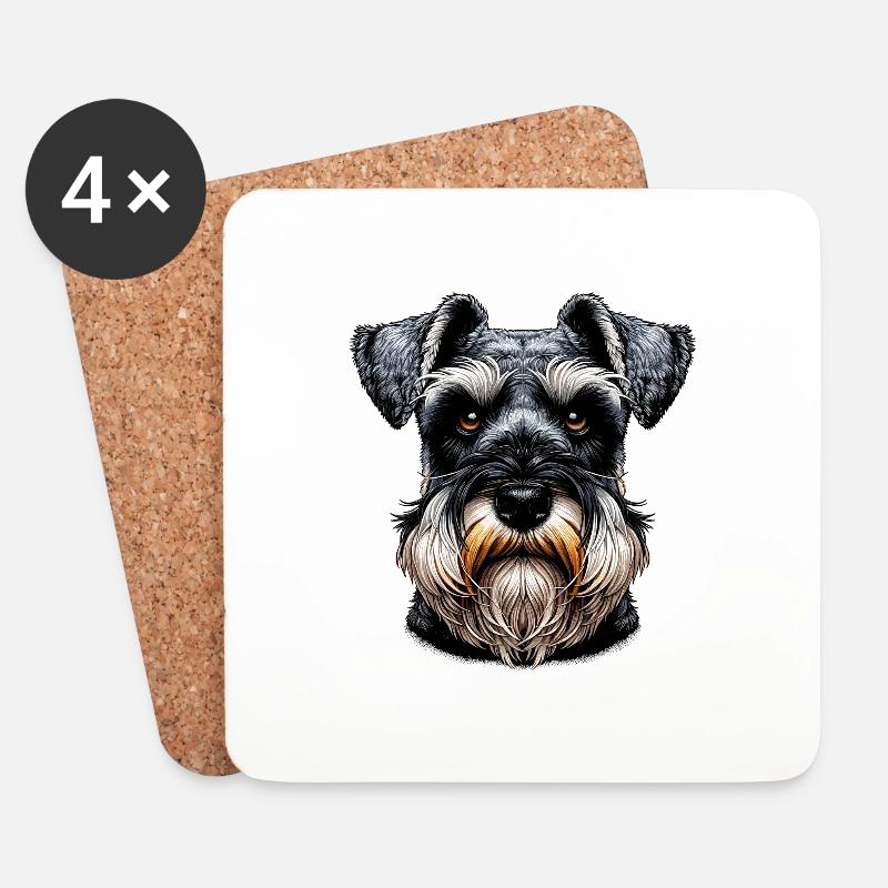 Dog Face - Schnauzer - Coasters (set of 4) - white
