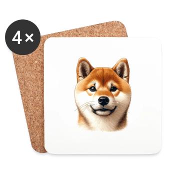 Hundegesicht - Shiba Inu - Untersetzer (4er-Set) - Weiß - Vorne