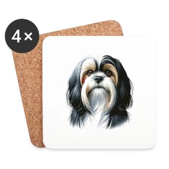 Hundegesicht - Shih Tzu - Untersetzer (4er-Set) - Weiß - Vorne