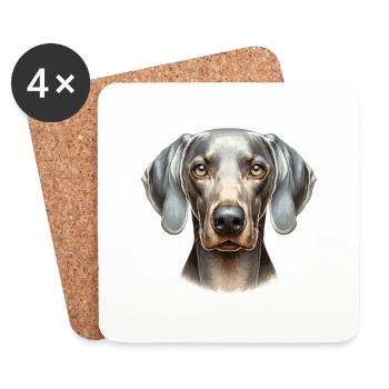 Visage de chien - Braque de Weimar - Dessous de verre (lot de 4) - blanc - Devant