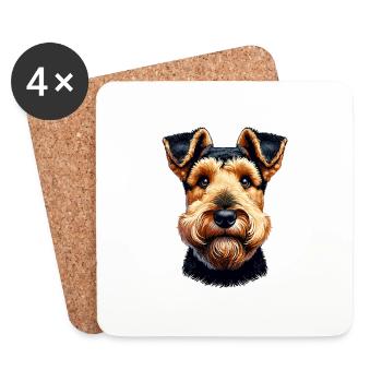 Visage de chien - Welsh Terrier - Dessous de verre (lot de 4) - blanc - Devant
