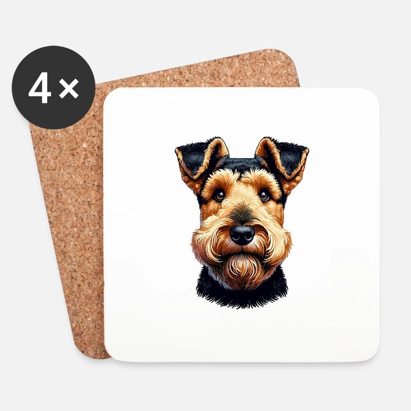 Hundegesicht - Welsh Terrier - Untersetzer (4er-Set) - Weiß