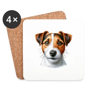 Hundegesicht - Jack Russell Terrier - Untersetzer (4er-Set) - Weiß - Vorne