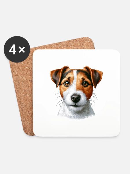 Hundegesicht - Jack Russell Terrier - Untersetzer (4er-Set) - Weiß