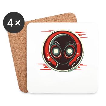 Mystérieux extraterrestre aux yeux brillants - Dessous de verre (lot de 4) - blanc - Devant