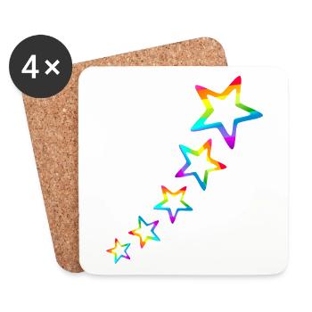 Star Colorful Stars Rainbow Gradient - Coasters (set of 4) - white - Front