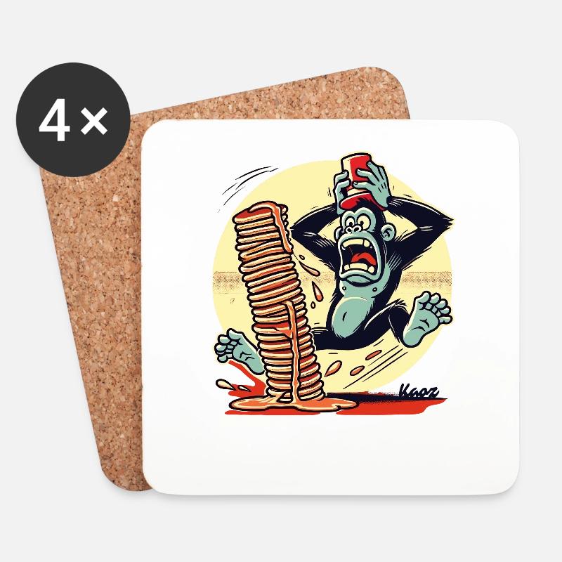 Pancake-Affe – Chaos mit Sirup - Untersetzer (4er-Set) - Weiß