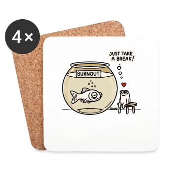 Burnout Fish & Frog Therapist - Coasters (set of 4) - white - Front