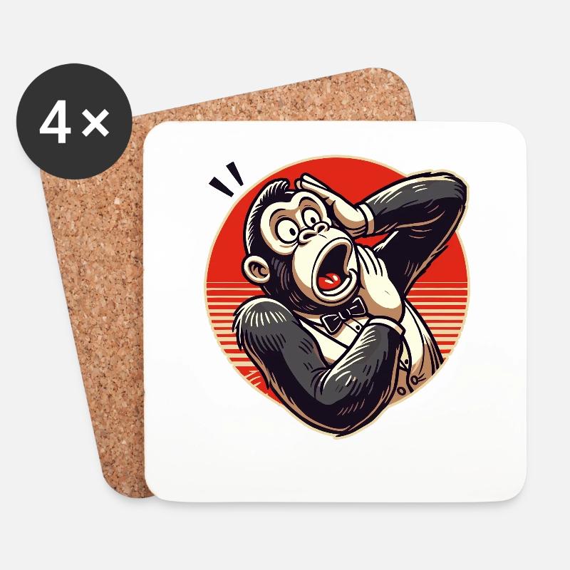 Überraschter Retro Gentleman Gorilla - Untersetzer (4er-Set) - Weiß