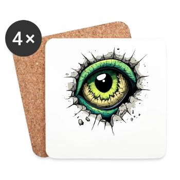 Monster-Auge guckt durch das Loch in der Wand - Untersetzer (4er-Set) - Weiß - Vorne
