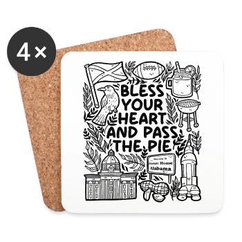 Bénissez votre cœur et passez la tarte - Dessous de verre (lot de 4) - blanc - Devant
