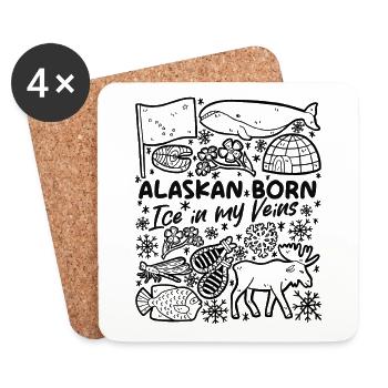 Né en Alaska – de la glace dans les veines - Dessous de verre (lot de 4) - blanc - Devant