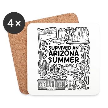 Survécu à un été en Arizona – Chaleur pure du désert - Dessous de verre (lot de 4) - blanc - Devant