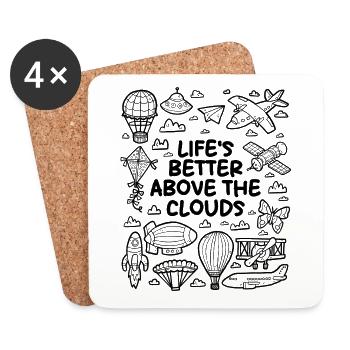 La vie est meilleure au-dessus des nuages - Dessous de verre (lot de 4) - blanc - Devant