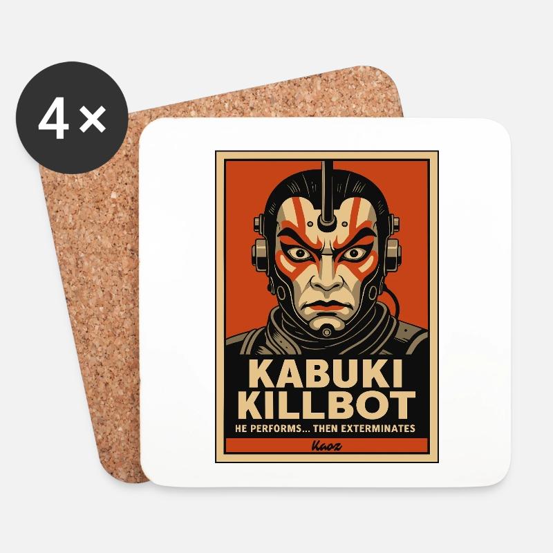 Kabuki Killbot – Theater trifft Sci-Fi - Untersetzer (4er-Set) - Weiß