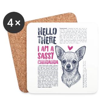 Chihuahua – petit, fier et plein de personnalité - Dessous de verre (lot de 4) - blanc - Devant