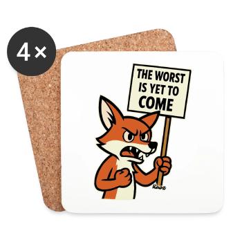 Un renard en colère proteste et met en garde - Dessous de verre (lot de 4) - blanc - Devant