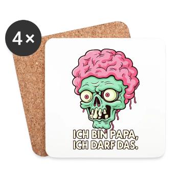 Ich bin Papa ich darf das Zombie - Untersetzer (4er-Set) - Weiß - Vorne