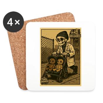 Dr Skeltamortis avec des poupées vaudou dans une poussette - Dessous de verre (lot de 4) - blanc - Devant