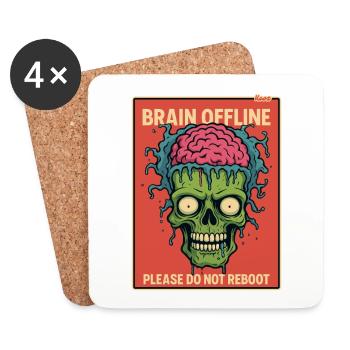 Zombie with an open brain is offline - Coasters (set of 4) - white - Front