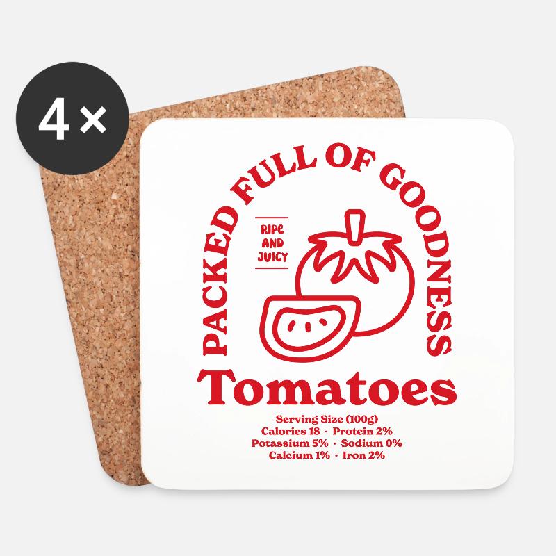 Tomaten Nährwert - Untersetzer (4er-Set) - Weiß