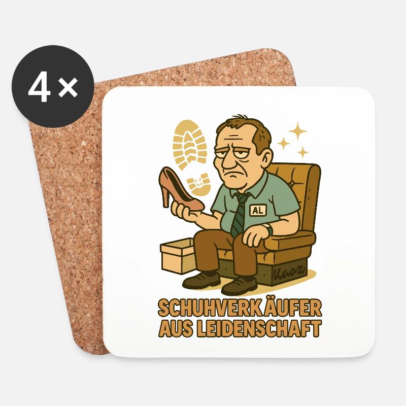 Schuhverkäufer Comicmotiv mit Al auf Sofa - Untersetzer (4er-Set) - Weiß