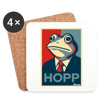 Frog in a suit with saying Hopp parody - Coasters (set of 4) - white - Front