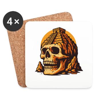 Skull with temple and sunset - Coasters (set of 4) - white - Front