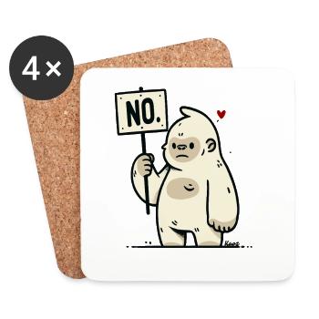 Singe gorille drôle sans signe de style bande dessinée - Dessous de verre (lot de 4) - blanc - Devant