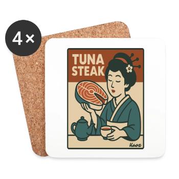 Geisha mit Thunfisch Steak Retro Japan Stil - Untersetzer (4er-Set) - Weiß - Vorne