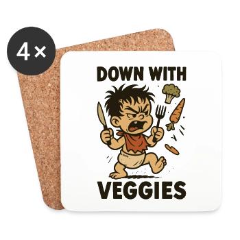 Angry child with cutlery and vegetables - Coasters (set of 4) - white - Front