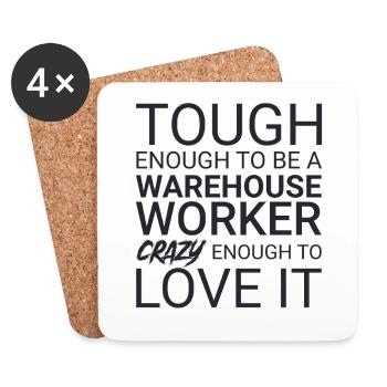 Warehouse Worker Crazy - Coasters (set of 4) - white - Front