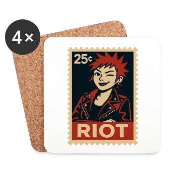 Punk woman with red hairstyle - Coasters (set of 4) - white - Front
