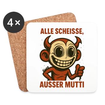 Grinsender Teufel mit Spruch über die gute Mutter - Untersetzer (4er-Set) - Weiß - Vorne