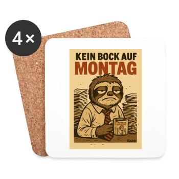Tired office sloth with coffee and Monday - Coasters (set of 4) - white - Front