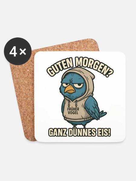 Der Frühe Vogel Ganz dünnes Eis Büro Sprüche - Untersetzer (4er-Set) - Weiß
