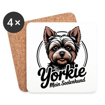 Yorkie Yorkshire Terrier mein Spirit Seelenhund - Untersetzer (4er-Set) - Weiß - Vorne