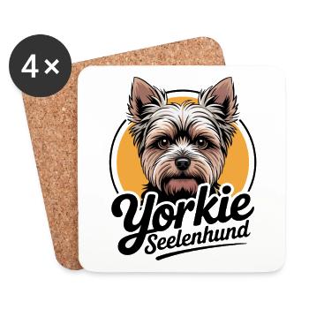 Yorkie Yorkshire Terrier mein Spirit Seelenhund - Untersetzer (4er-Set) - Weiß - Vorne