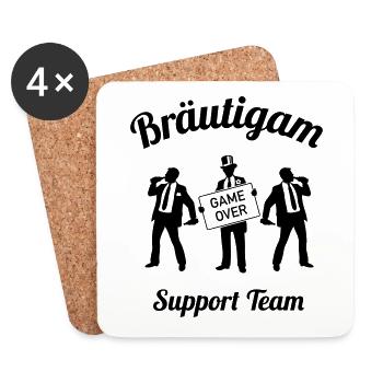 Bräutigam Game Over Support Team (JGA / 1C) - Untersetzer (4er-Set) - Weiß - Vorne