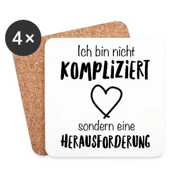 Ich bin nicht kompliziert! - Untersetzer (4er-Set) - Weiß - Vorne